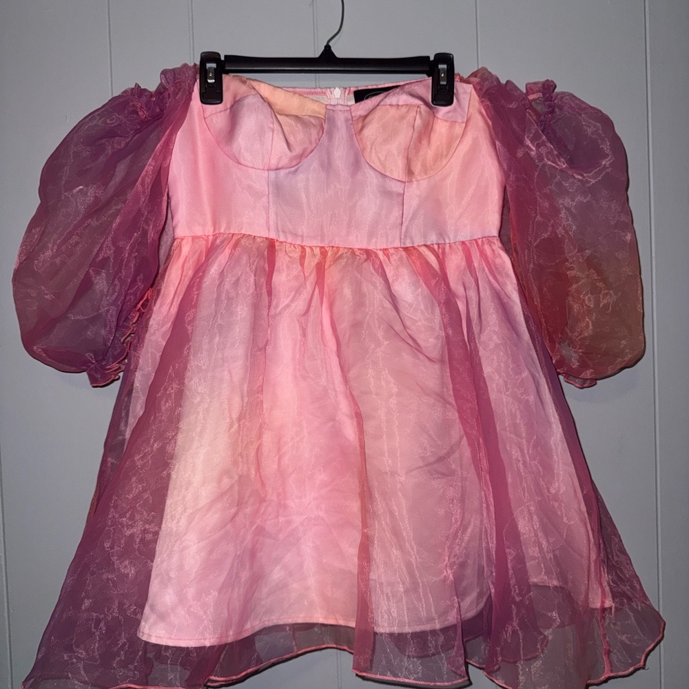 Pink Puff Sleeve Dress